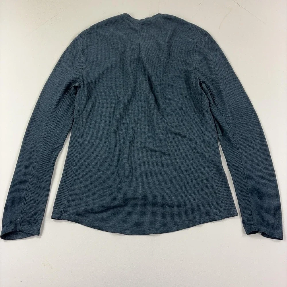 Lululemon Shift Stitch Henley Shirt Mens Medium Blue Waffle Knit Long Sleeve
